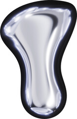 Fototapete - 3d chrome metal organic fluid shape. Abstract liquid mercury metallic icon. 3d rendering aluminum gradient shape design element isolated on white background. Brutalist futuristic style