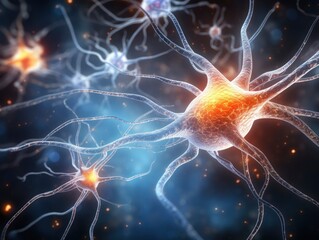 Medical illustration of brain neurons microscopic view