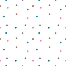 Seamless Pattern Of Bright Watercolor Spots Of Pink, Blue, Green, Purple, Gray And Brown Colors, Made In Watercolor. Confetti, Easter. Eggs, Watercolor Illustration On A White Background. Template