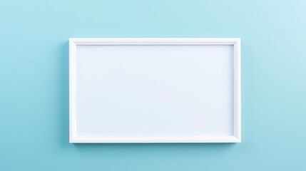 Poster - White vintage frame on pastel blue background. Minimal border composition.