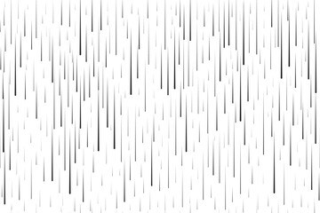 Poster - Black vertical parallel dynamic random speed lines isolated on a white background. Minimalist abstract raindrop stripes seamless pattern. Geometric vector illustration