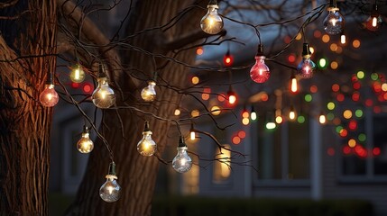 Poster - christmas lights hanging in a tree