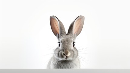 Poster - grey rabbit on a white background