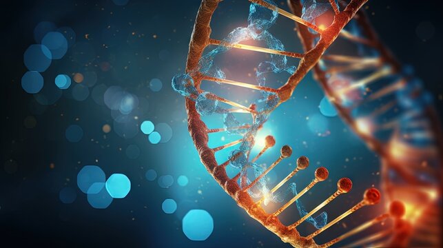 Biotechnology and molecular genetic engineering. 3D illustration of science and molecular technology.