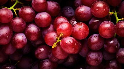 Poster - Close up of raw organic sweet red grapes background, wine grapes texture, Healthy fruits Red wine grapes background, top view