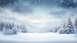 © HN Works - Winter background .Merry Christmas and happy New Year greeting card with copy-space. Christmas landscape with snow and fir trees