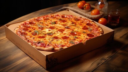 Aufkleber - pizza in the in delivery box you can put your writing on the wood