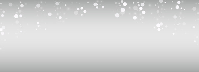 Wall Mural - Gray Snowfall Vector Silver Panoramic Background.