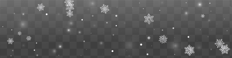 Wall Mural - Light Snowflake Vector Transparent Panoramic