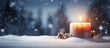 Christmas candle and snow as background