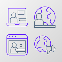 Poster - set line world news, information, and icon. vector