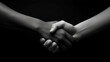 © Tech Hendra - Handshake between black and white people on dark background.