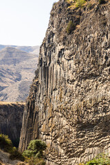 Sticker - symphony of the stones - basalt rocks in Garni gorge in Armenia on sunny autumn day