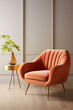 Modern armchair in the color of the year apricot crash in the interior.