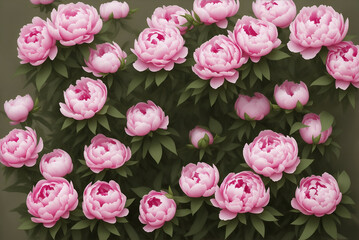 Wall Mural - Beautiful pink peonies bouquet background