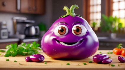 cute cartoon vegetable eggplant