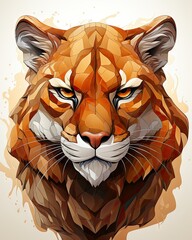 Sticker -  a close up of a tiger's face made out of triangles.  generative ai