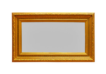 Antique  carved picture frame with gray copy space on a white background