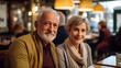 © AspctStyle - Portrait of happy senior couple are sitting at a table in cafe. Elderly lifestyle people