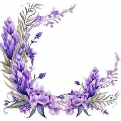 Wall Mural - lavender Floral frame greeting card scrapbooking watercolor gentle illustration border wedding