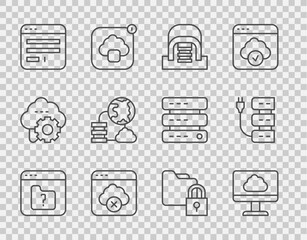 Poster - set line file missing, cloud technology data transfer, hangar with servers, failed access cloud stor
