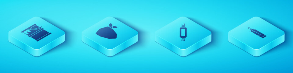 Poster - Set Isometric Paint bucket, Vandal, Marker pen and icon. Vector