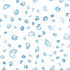 Poster - Set line Man having headache, Cloud and with rain and moon on seamless pattern. Vector