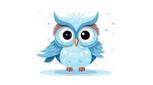  A Blue Owl With Big Eyes Sitting On The Ground With Snow.  Generative Ai