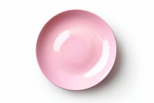 Isolated pink plate on white background. Generative AI