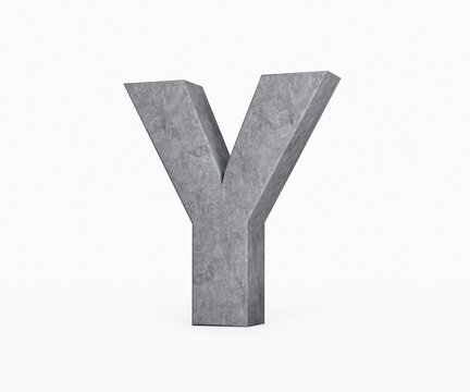 3d Concrete Capital Letter Y Alphabet Y Made Of Grey Concrete Stone White Background 3d Illustration