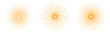 Set of golden sunburst burst. Bursting golden sun rays. Fireworks. Logotype or lettering design element. 