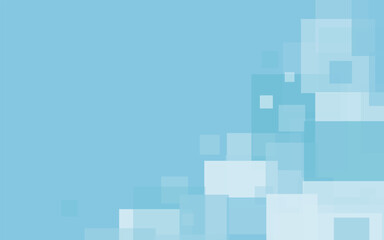 Fototapete - Abstract blue background of random squares of different sizes and transparency. Conceptual technologies. Space for your text. 3D vector illustration.