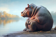 Cartoon Style Of A Hippo