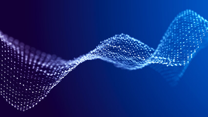 Poster - abstract wave of musical sounds. smooth information transfer. 3d rendering.