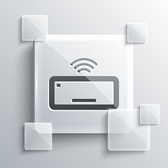 Poster - Grey Computer keyboard icon isolated on grey background. PC component sign. Square glass panels. Vector