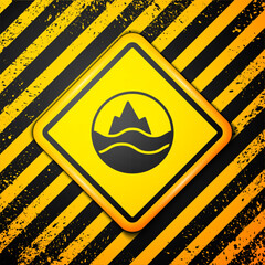 Wall Mural - Black Sea and waves icon isolated on yellow background. Warning sign. Vector