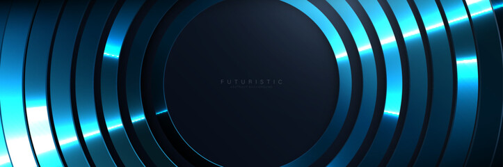 Poster - Abstract futuristic blue circle background. Futuristic technology digital hi-tech concept banner. Vector illustration