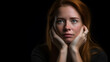 portrait of a woman thinking - emotional expression