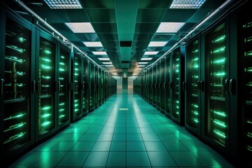 Poster - Data center server. Network storage. Generate Ai