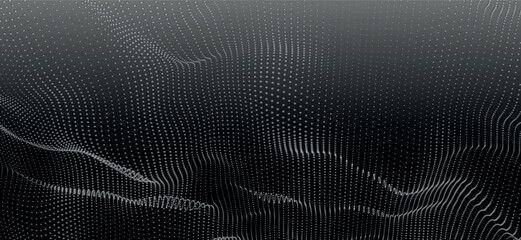 Poster - Abstract digital particle wave. Futuristic dotted wave. Technology background vector. Vector illustration