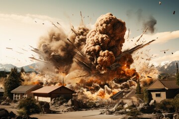 Wall Mural - Dramatic Earthquake globe explosion art. Clash map. Generate Ai