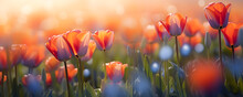 Close Up Of A Field Of Colorful Tulips