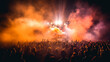 © Daniel - crowd of crowd with raised arms at a concert with colorful lights