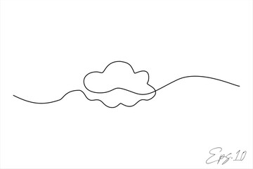cloud continuous line art drawing