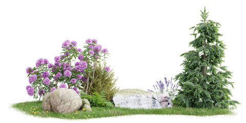Poster - group of tree isolated on transparent background 3d rendering png.