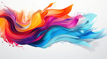 Dynamic Abstract Splash And Swirl Multicolor Graphic Symphony On White Background