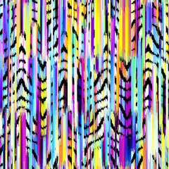 Poster - Seamless striped pattern in Aztec style. Folk embroidery.. Aztec ikat style. Seamless vector image. Thin lines