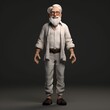 3D old man with white hair and white beard