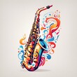 Colorful saxophone side view multi colors,Blues Music Vector Art & Graphics,Flower Saxophone Stock Illustrations