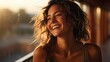 © ACE STEEL D - Adorable Dark Eyed Girl Laughing Balcony Photo, Background Image , Beautiful Women, Hd